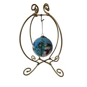 2014 Ornament Li  Bien Blown Glass Ball Snowman & Pals Snowball Fight